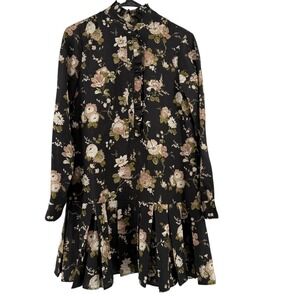 Tuckernuck Midnight Garden Tate Floral Print Dress XS Linen Blend Drop Waist